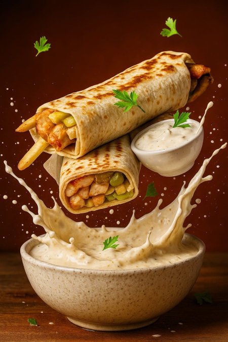 صحن حمص مع شاورما